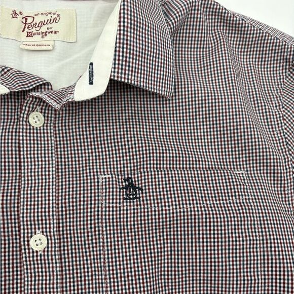 The original penguin | heritage slim fit | Men's Blue and White Checkered Shirt - Picture 3 of 7